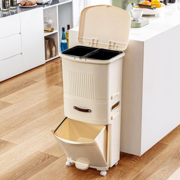 12 Gal Kitchen Trash Can with Lid, Large-Capacity