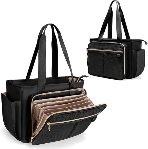 Teacher Tote Bag with Accordion File Organizer Pocket, Large Teacher