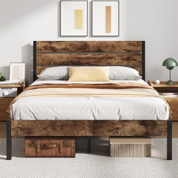 Foredawn Queen Bed Frame with Wooden Headboard and Footboard