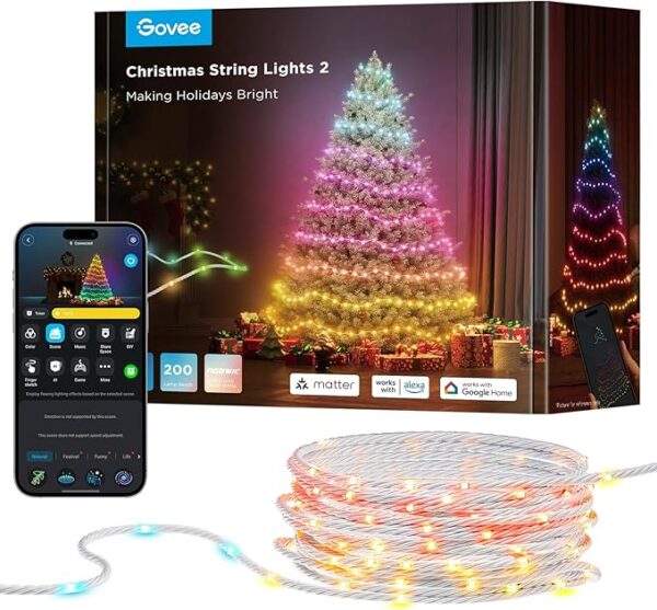 Govee Christmas Lights 2, 66FT 200LEDs RGBWIC Christmas Tree Lights with Shape
