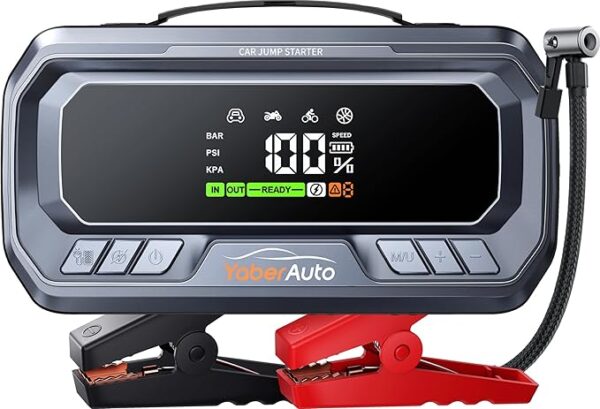 YaberAuto Portable Car Jump Starter with Air Compressor 160PSI