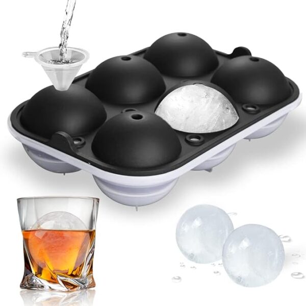 Ice Ball Maker, TINANA Reusable 2.5 Inch Ice Cube Trays, Easy Release Silicone Round