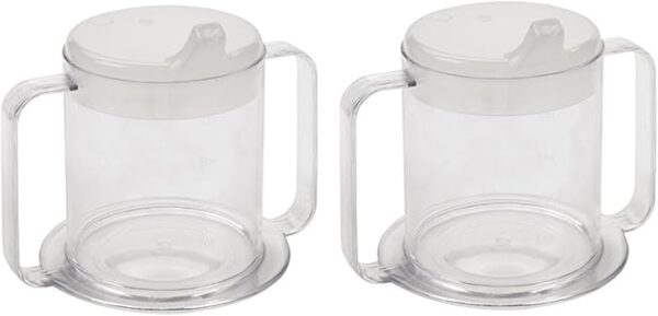Independence 2-Handle Plastic Mug with 2 Style Lids, Lightweight Drinking Cup with