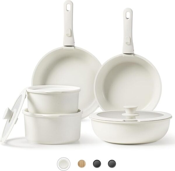 CAROTE Pots and Pans Set Non Stick, Cookware Sets, 11pcs Kitchen Set, Oven/Fridge Safe