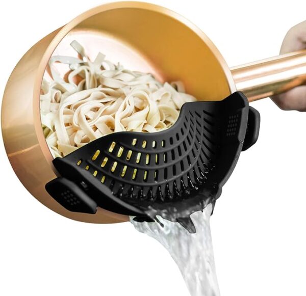 AUOON Clip On Strainer Silicone for All Pots and Pans, Pasta Strainer Clip on Food Strainer