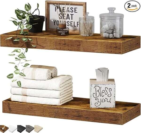 QEEIG Bathroom Floating Shelves for Wall Shelf Over Toilet Wall Mounted Farmhouse Small