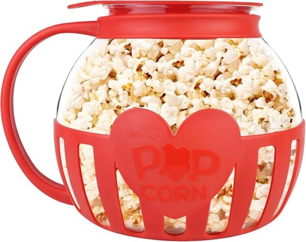 The Original Korcci 3 Quart Microwave Glass Popcorn Popper, Borosilicate Glass