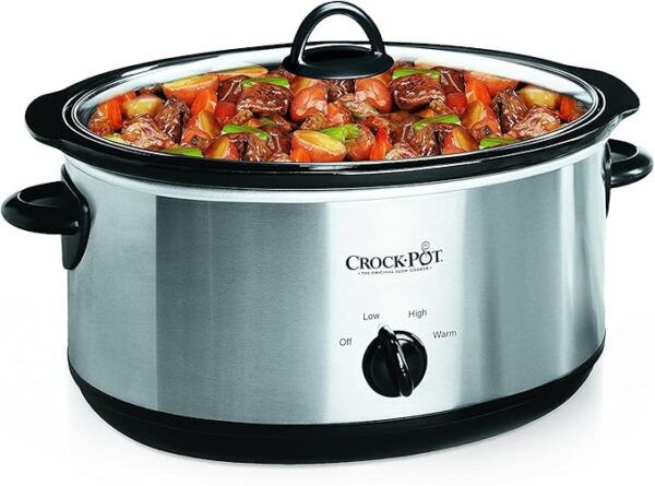 Crock-Pot 7 Quart Oval Manual Slow Cooker, Stainless Steel (SCV700-S-BR), Versatile