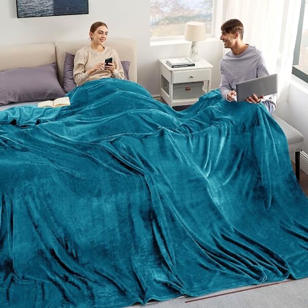 Bedsure Oversized King Fleece Blanket 120"x120" Teal - Soft Cozy Extra Large Throw Blankets