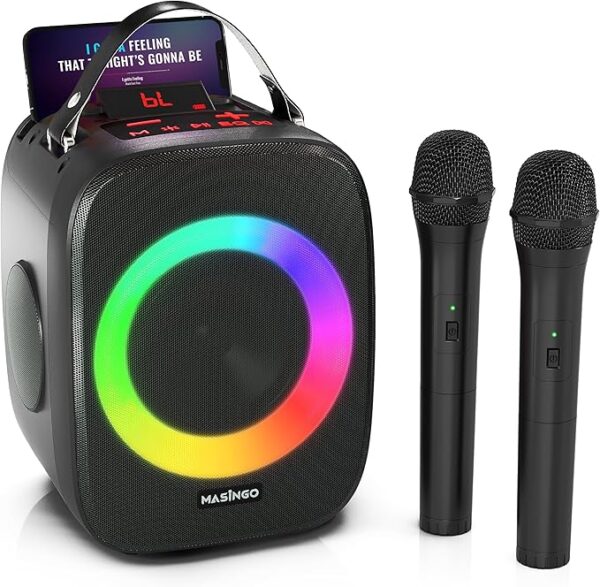 MASINGO Karaoke Machine for Kids and Adults with 2 Wireless